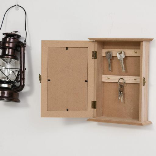 Armario para Llaves con 6 ganchos Estilo vintage Mueble de pared de madera para Llaves 20x6,5x26,5cm Madera