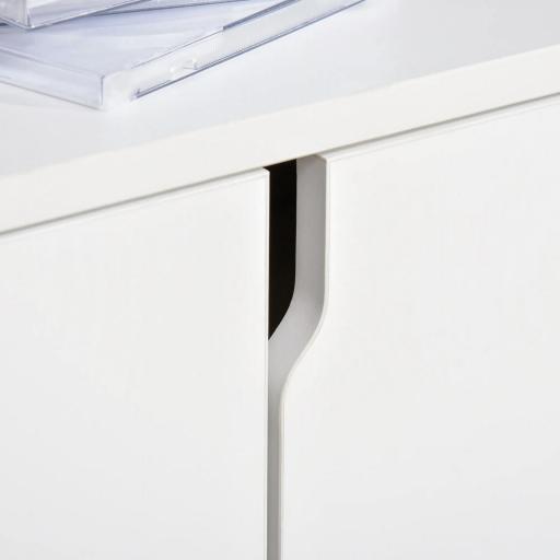 Mueble de TV para Televisor de hasta 42" Mesa para TV de Salón Moderna con Armario de Doble Puerta y 3 Compartimentos Abiertos 120x30x41cm Blanco [6]