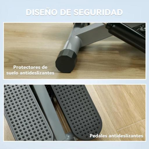 Mini Stepper Compacto para Hacer Ejercicio en Casa con Bandas de Resistencia Monitor LCD Pedales Antideslizantes Gris [7]