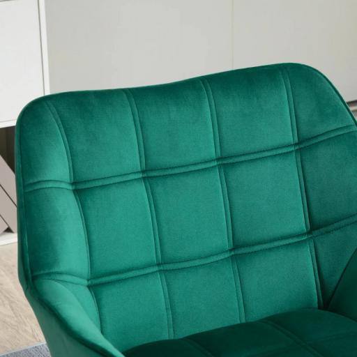 Butaca de Salón Moderna Tapizado en Terciopelo con Asiento Ancho Patas de Madera Sillón Relax para Sala de Estar Verde [5]