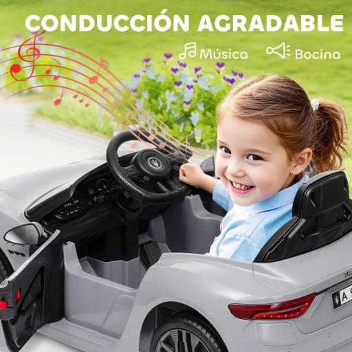 Coche Eléctrico Infantil Maserati Gran Turismo Folgore con Batería 12V Mando a Distancia Faros Bocina Música MP3 Gris [3]