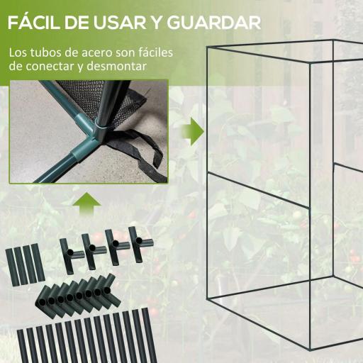Jaula de Cultivo para Plantas 120x120x180 cm con Puerta Enrollable y Marco de Acero para Jardín Terraza Color Verde [4]