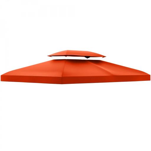 Techo de Repuesto para Cenador 4x3 m Cubierta de Repuesto con Techo Doble 10 Orificios de Drenaje y Protección UV Toldo de Recambio para Pabellón Gazebo Rojo