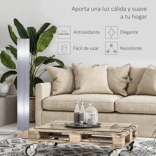 Lámpara de Pie Lámpara de Salón con Casquillo Máx. 40 W E27 Pantalla de Lino y Marco de Metal Ø15x120 cm Gris [4]