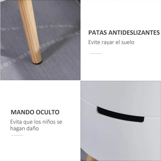 Mesita de noche - mesa de centro con 2 compartimentos de almacenamiento - tapa de MDF - dim. Ø 38 x 48 cm - blanco [3]