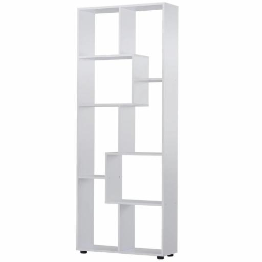 Estantería Moderna Vertical Diseño de Librería con 8 Estantes E1 Tablero de Partículas 70x24x178cm Blanco [9]