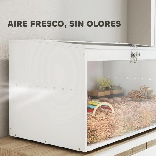  Jaula para Hámster Casa para Animales Pequeños con Tapa Abatible y Ventana de Acrílico Transparente 80x50x50 cm Blanco [5]