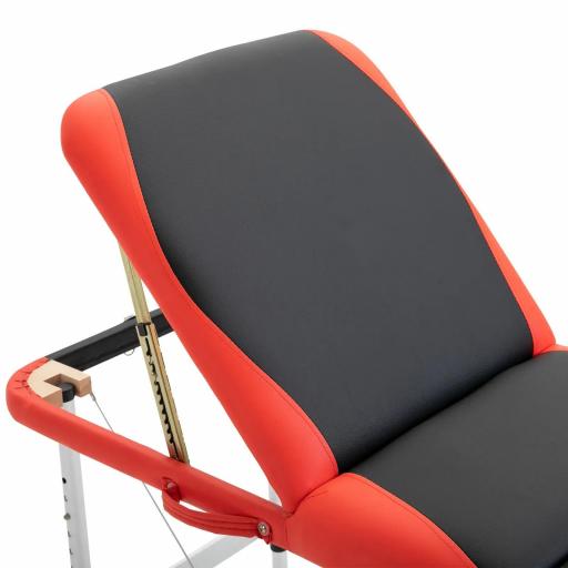 Camilla Masaje Plegable, Camilla Estética Profesional de Aluminio con Altura Ajustable, 3 Zonas, Reposacabezas, Reposabrazos, para Tatuaje, Fisioterapia, Negro y Rojo [4]