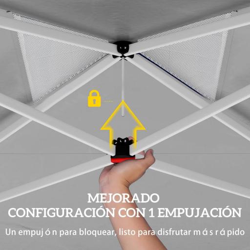 Carpa Plegable Pop-up 3x3 m con Bloqueo Central Altura Ajustable Bolsa Transporte con Ruedas y Sacos de Arena Azul [2]