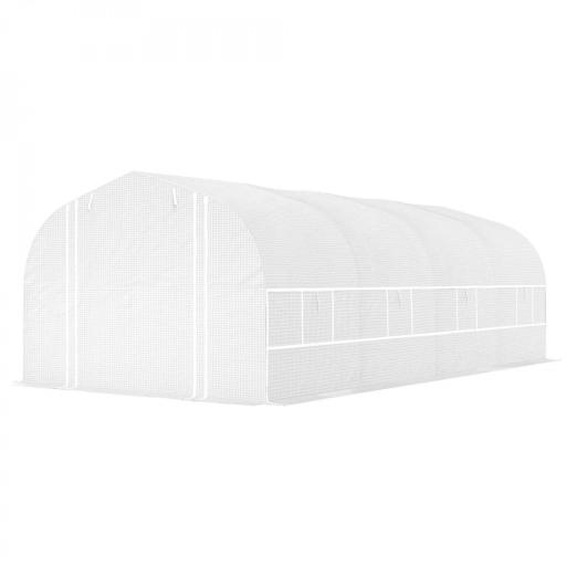 Invernadero de Túnel 6x3x2 m con Anti-UV y Puerta Enrollable con Cremallera Paredes Laterales con Malla Blanco [8]