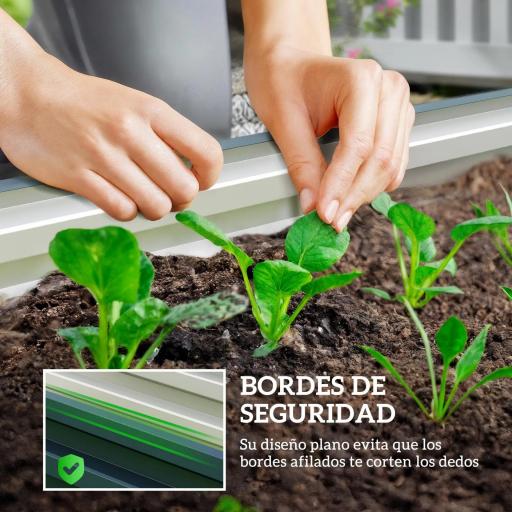 Juego de 2 Jardineras Exterior Grandes de Acero Galvanizado Huertos Urbanos para Terraza Jardín 110x50x30 cm Verde [4]