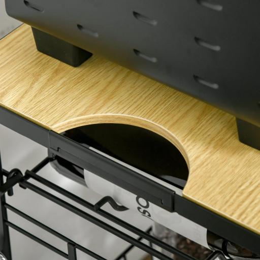 Carro de Cocina con Ruedas Carrito de Servicio Multiuso con Botellero Cesta Extraíble Bandeja 60,5x35,5x75 cm Negro [8]