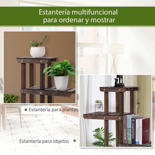 Soporte para Plantas de 4 Niveles con Ruedas Soporte para Macetas para Interiores y Exteriores 123,5x33x80 cm Marrón [1]