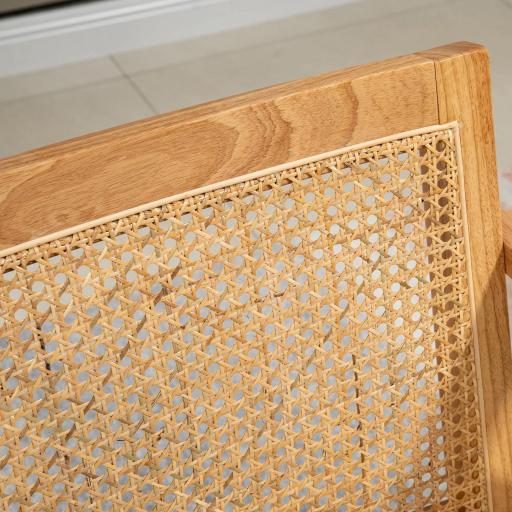 Sillón de Salón con Reposabrazos Respaldo de Ratán y Marco de Madera de Caucho Carga 120 kg Natural y Beige [7]