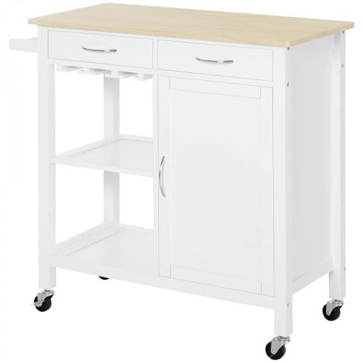 Carro de Cocina Carrito de Servir Multiusos Estantería Carrito Auxiliar con Ruedas para Baño Dormitorio con Estante Cajón Armario 89x40x84cm [3]