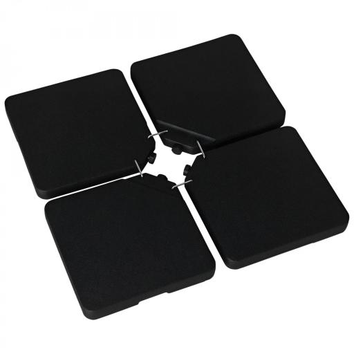Conjunto de 4 Pesos Rellenables para Base de Sombrilla Cruzada con 15 Litros de Agua o 17,5 kg de Arena Negro [10]