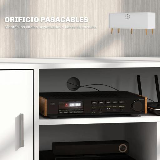 Mueble de TV para Televisores de hasta 60" Mesa para TV de Salón Comedor Moderna con Armario y 3 Compartimentos 120x40x55 cm Blanco [2]
