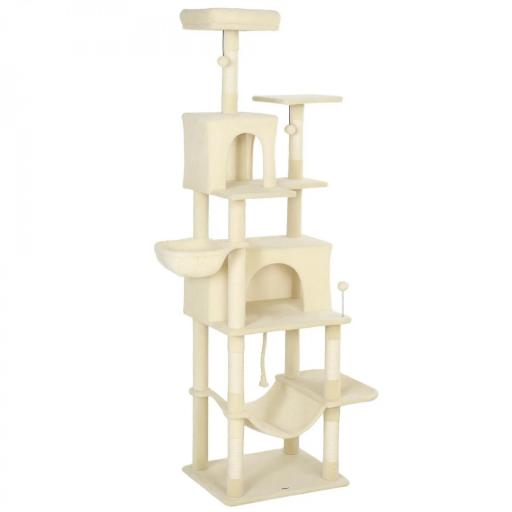 Árbol Rascador para Gatos con Plataforma Torre Escalador para Gatos con Cama Cuevas Postes de Sisal 60x48x202 cm Beige [8]