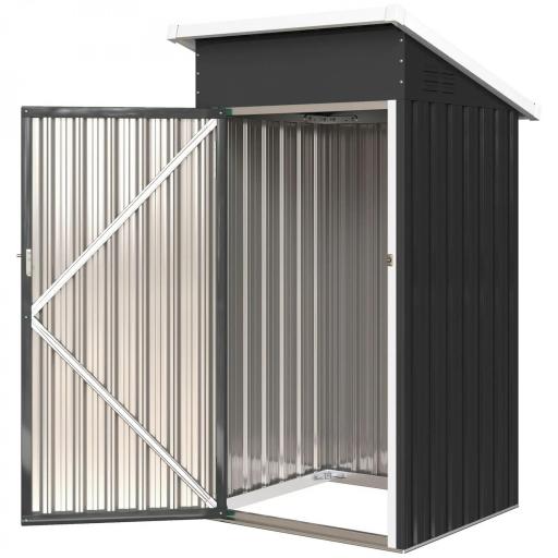 Caseta de Jardín Exterior Metálico 0,74 m² 107,5x91x185 cm con Techo Inclinado Puerta con Cerradura Ventilaciones Gris [9]