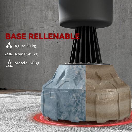 Saco de Boxeo de Pie 175 cm para Adultos Altura Ajustable de Banda Base Rellenable con Ventosas Amortiguador Negro [4]