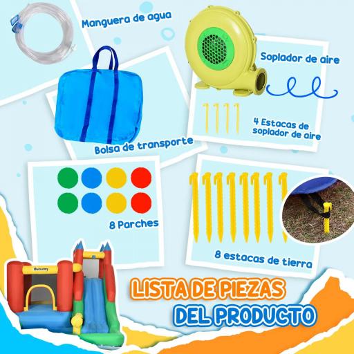 Castillo Inflable para Niños +3 Años con Tobogán Trampolín Piscina y Bolsa de Transporte 330x245x215 cm Multicolor [2]