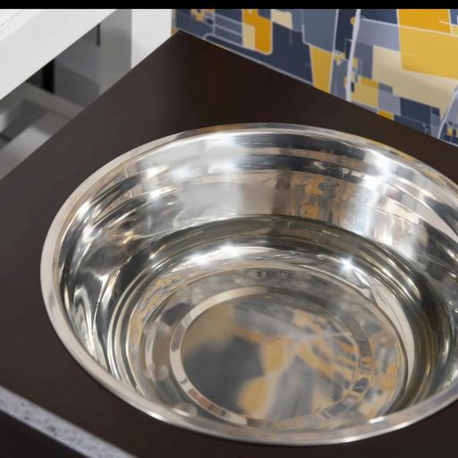 Comedero Elevado para Perros con 2 Cuencos Extraíbles de Acero Inoxidable 44x24x15 cm Marrón [7]
