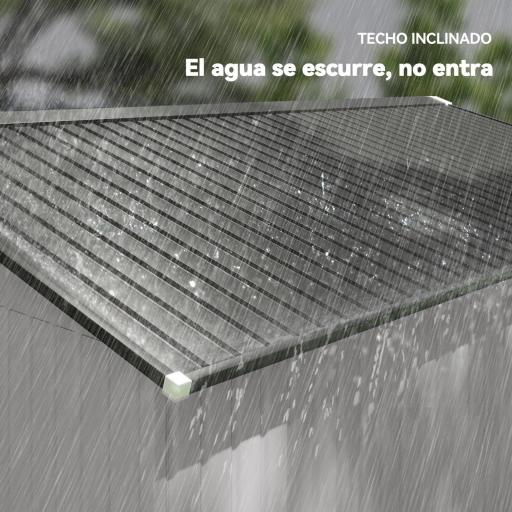 Cobertizo de Jardín Exterior 12,4 m² 340x386x200 cm con Puerta Corredera Techo Inclinado y 4 Ventanas Blanco [5]