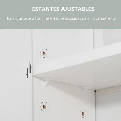 Armario de Baño con Espejo Mueble Colgante de Aseo con 2 Puertas y 2 Estantes Ajustables Interiores 54x15,2x55,3 cm Blanco [3]
