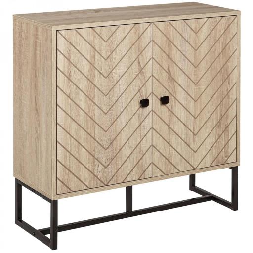 Aparador de Cocina Armario Buffet con 2 Puertas y Estantes Estilo Moderno 80x29,5x80 cm Madera Natural [8]