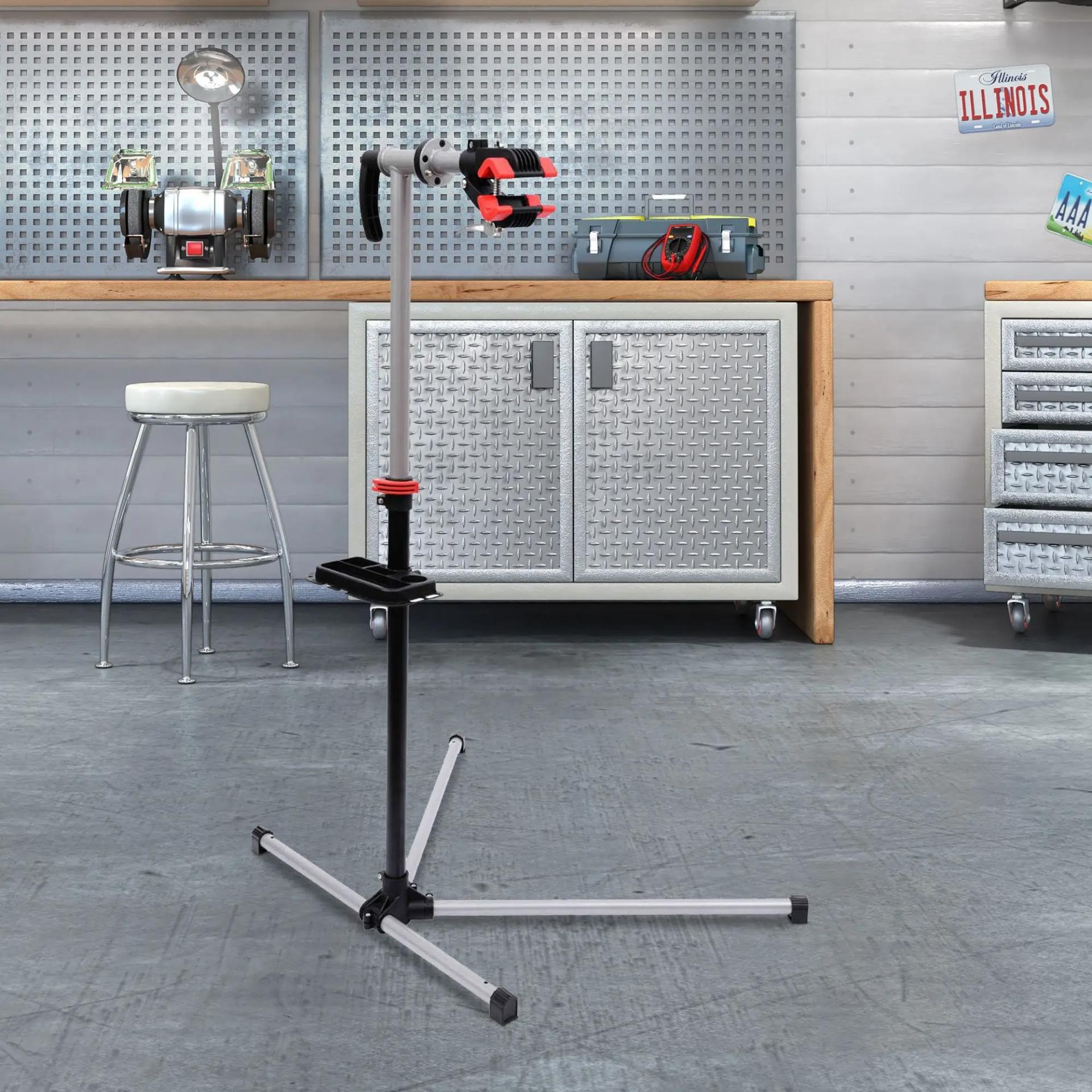 Soporte de Reparación Caballete de Bicicleta para Hogar con Altura Ajustable y Giratorio 100x66x180 cm Negro