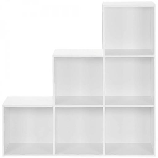 Estantería en Forma de Escalera Armario de Almacenamiento 6 Cubos Estantería de Pie Estante de Exposición 91.5x29.5x91.5cm Madera [8]