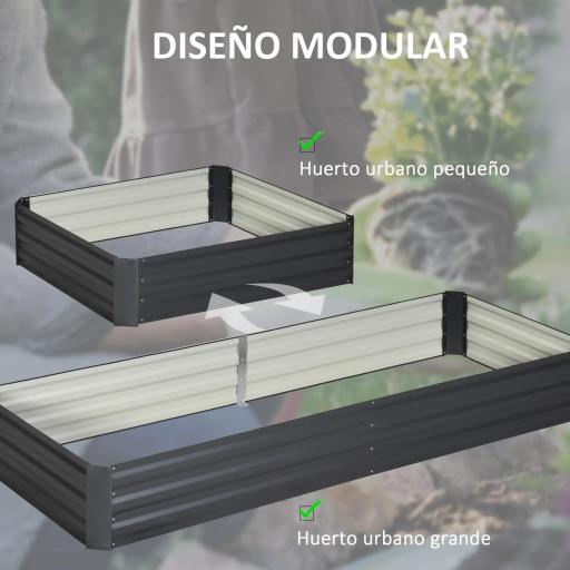Jardinera Elevada de Acero Galvanizado Rectangular para Exteriores con Fondo Abierto 241x90,5x30 cm Gris [9]