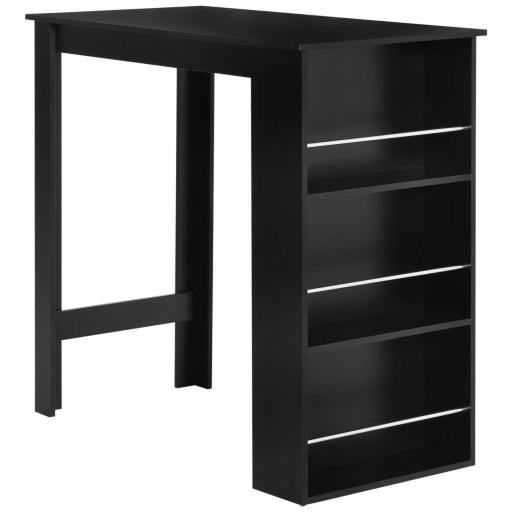 Mesa Alta de Bar, Mesa de Cocina con 3 Estantes Laterales, Estilo Moderno, para Comedor, Salón, 112x57x106 cm, Negro [9]