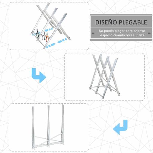 Caballete para Sierra Plegable Caballete Motosierra con Estructura Triangular de Metal Carga 100 kg 83x83x79 cm Plata [6]