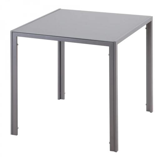 Mesa de Comedor de Cristal Mesa de Cocina Cuadrada para 4 Personas con Patas de Metal para Salón 75x75x75 cm Gris [9]
