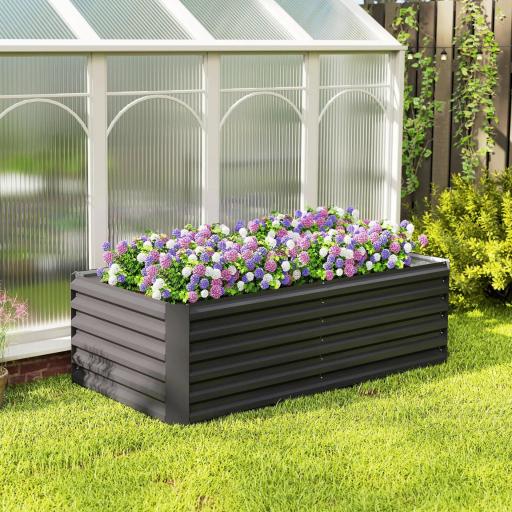 Jardinera Exterior Grande Rectangular de Acero Galvanizado para Terraza con Base Abierta 180x90x57,5 cm Gris [7]