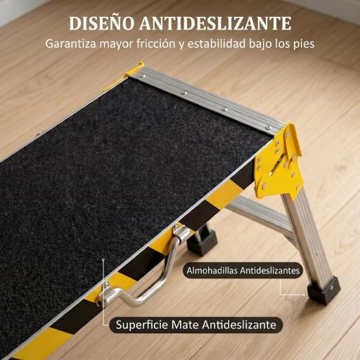 Banco de Trabajo Antideslizante Soporte de Herramientas Plegable de Aluminio con Asa 150 kg 110x32x50 cm Negro [5]