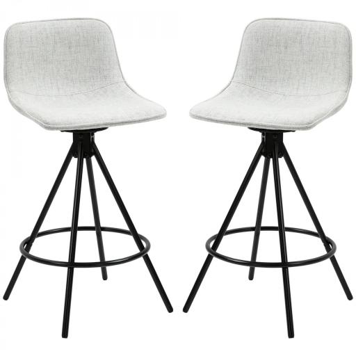 Conjunto de 2 Taburetes Altos de Cocina con Asiento Giratorio Taburetes de Bar Tapizados 41,5x47,5x90 cm Gris Claro [9]