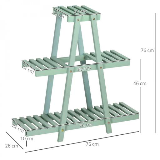 Soporte de Madera para Plantas de 3 Niveles Estantería Decorativa para Interiores Exteriores 76x26x76 cm Verde [1]