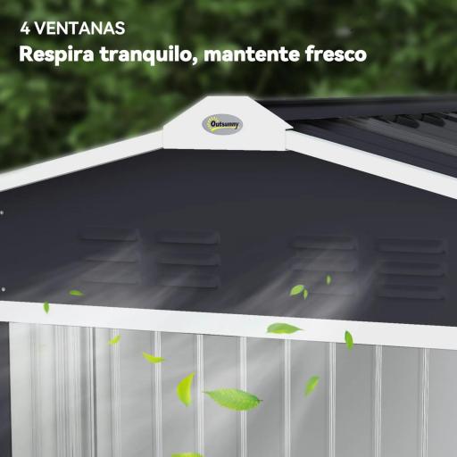 Caseta de Jardín 213x130x185 cm con Puertas Correderas y Claraboya para Almacenamiento de Herramientas Gris Oscuro [7]