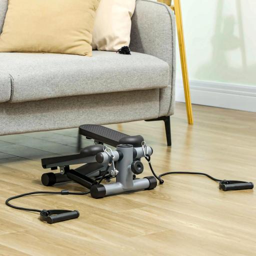 Mini Stepper Compacto para Hacer Ejercicio en Casa con Bandas de Resistencia Monitor LCD Pedales Antideslizantes Gris [6]