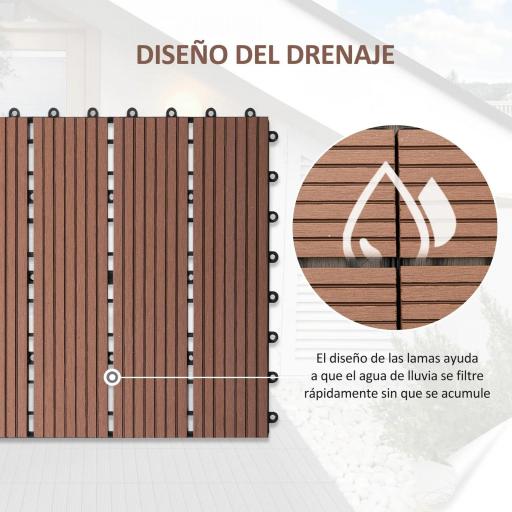 Set de 11 Piezas Baldosas de Exterior 30x30 cm 1 m² Antideslizantes y Resistentes al Clima de Fácil Instalación Marrón [3]