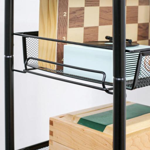 Carrito de Cocina de 4 Niveles Carrito de Almacenamiento con 4 Ganchos Carga 12 kg para Comedor Baño 45x26,5x84 cm Negro [2]