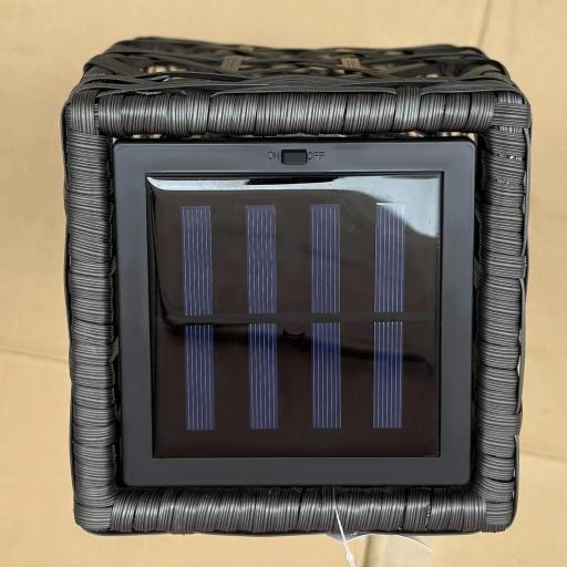 Lámpara Solar de Ratán Sintético con Luces LED Encendido/Apagado Automático para Exterior 20x20x68 cm Gris [6]