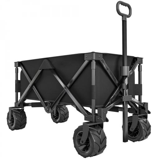Carro de Playa Plegable con Ruedas Delanteras Giratorias 360° y Asa Telescópica 108x55x55 cm Negro [8]