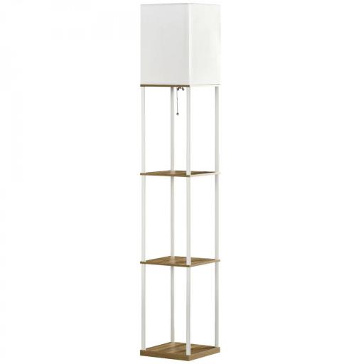 Lámpara de Pie Moderna con 3 Estantes para Salón Casquillo E27 Max. 40W con Pantalla de Tela 26x26x159 cm Blanco [8]