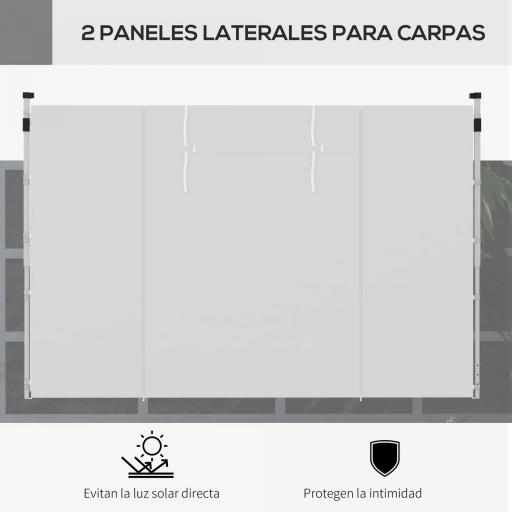  2 Paredes Laterales para Carpa 295x195 cm con Ventana Enrollable y Puerta con Cremallera para Carpa 3x3 m o 3x6 m Blanco [8]