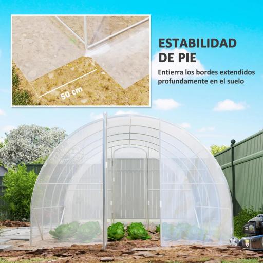Invernadero de Túnel 4x3x2m con 2 Puertas Invernadero de Jardín con Techo Redondeado para Cultivos Plantas Transparente [1]