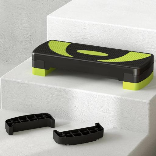 Step de Aeróbic para Fitness Antideslizante con Altura Regulable 3 Niveles 10/15/20 cm Carga 150 kg 80x31x20 cm Verde [7]