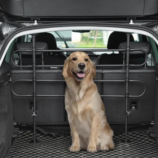 Barrera Protectora de Coche para Perros Reja de Protección Universal de Acero para Maletero Equipaje Automóvil Ajustable en Ancho y Altura 87-135 x 60-105 cm Negro
